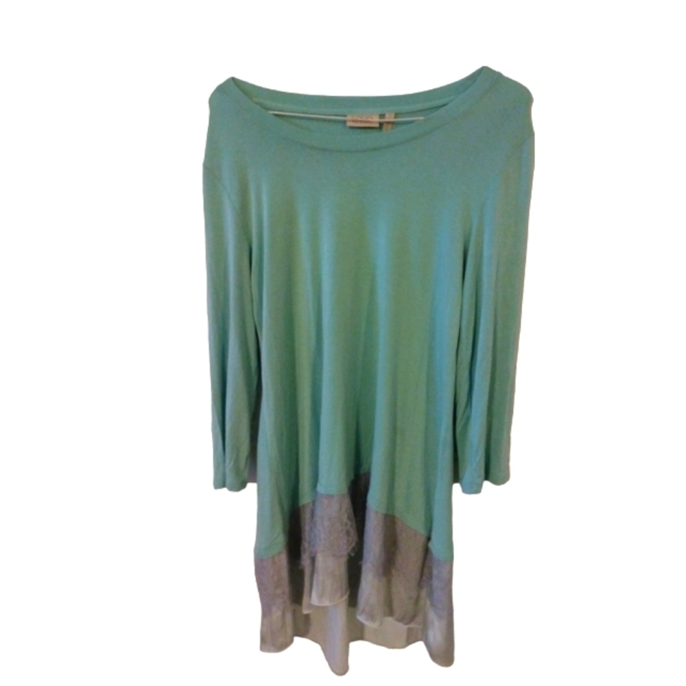 Lace Layered Bottom Tunic Laurie Goldstein Mint Lightweight Soft Romantic S